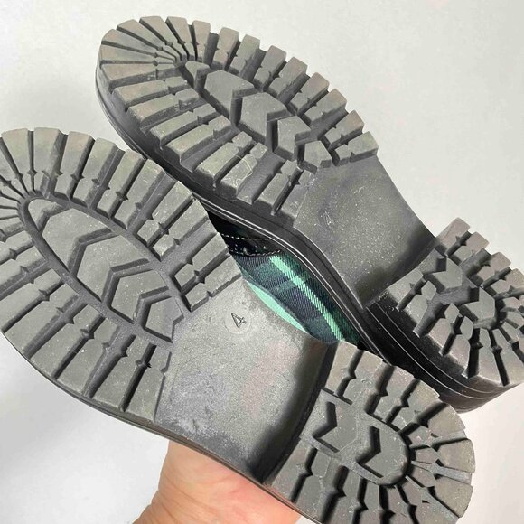 TU Sole Comfort Green and Blue Plaid Patent Loafers with Tassels Women UK Size 4 - Picture 8 of 13